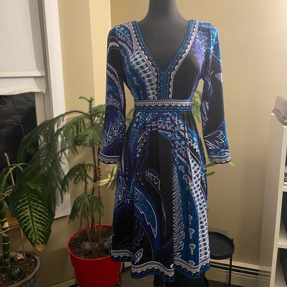 New York & Company Dresses & Skirts - New York & Company Blue and Black Midi Dress